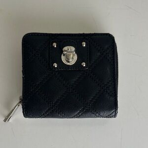 Marc Jacobs Black Quilted Leather Zip Wallet with Turn-Lock Detail